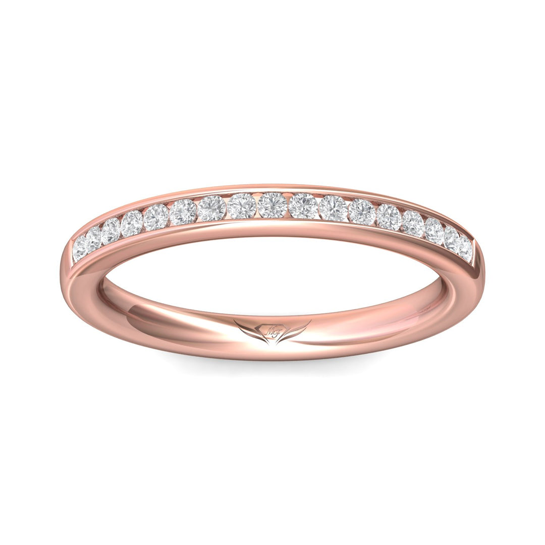 18K Gold Pink Channel/Shared Prong Wedding Band from the Channel/Shared Prong collection - DWBC1-.25_18KP