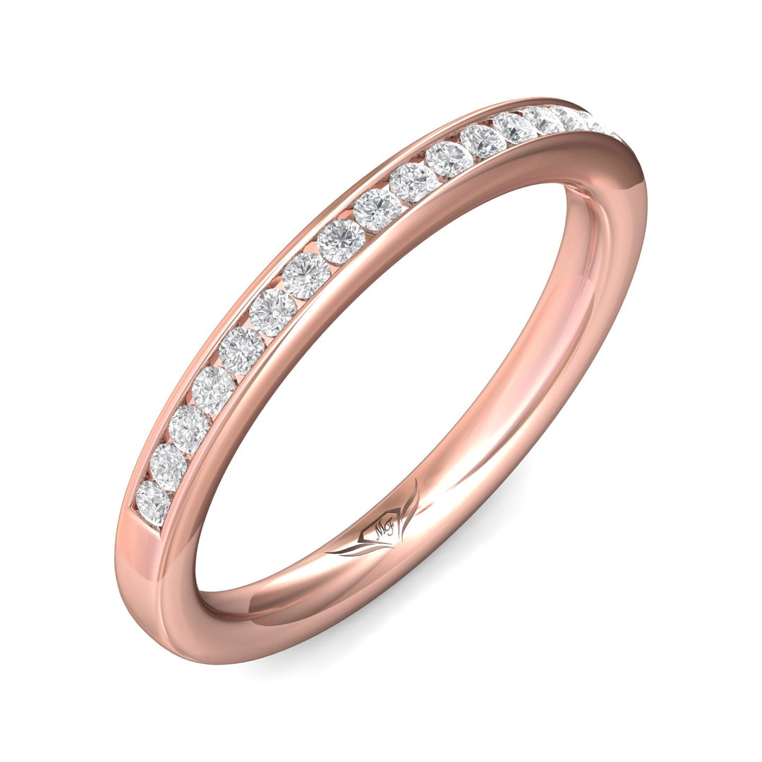18K Gold Pink Channel/Shared Prong Wedding Band from the Channel/Shared Prong collection - DWBC1-.25_18KP