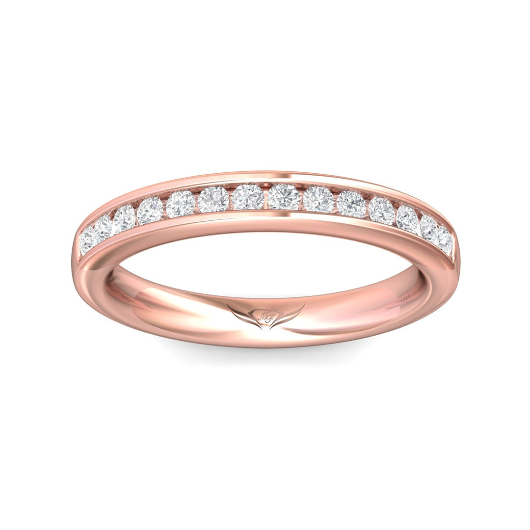 18K Gold Pink Channel/Shared Prong Wedding Band from the Channel/Shared Prong collection - DWBC1-.35_18KP