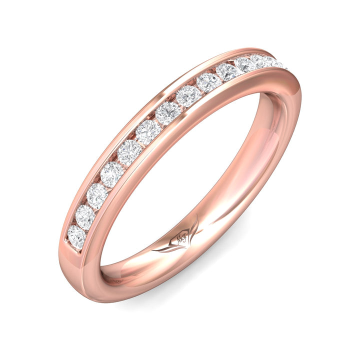 18K Gold Pink Channel/Shared Prong Wedding Band from the Channel/Shared Prong collection - DWBC1-.35_18KP