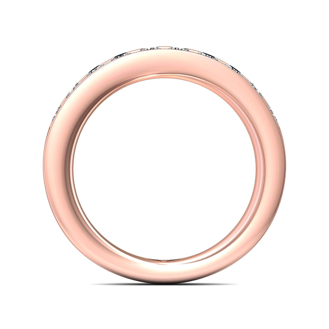 14K Gold Pink Channel/Shared Prong Wedding Band from the Channel/Shared Prong collection - DWBC1-.75_14KP