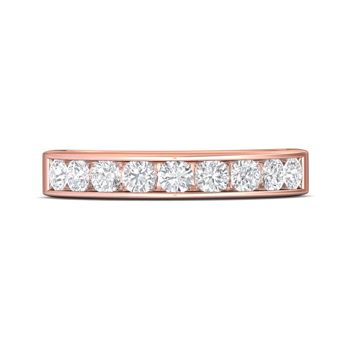 18K Gold Pink Channel/Shared Prong Wedding Band from the Channel/Shared Prong collection - DWBC1-1.00_18KP