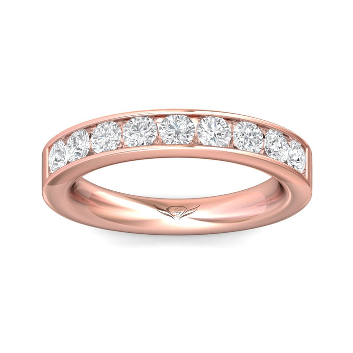 18K Gold Pink Channel/Shared Prong Wedding Band from the Channel/Shared Prong collection - DWBC1-1.00_18KP