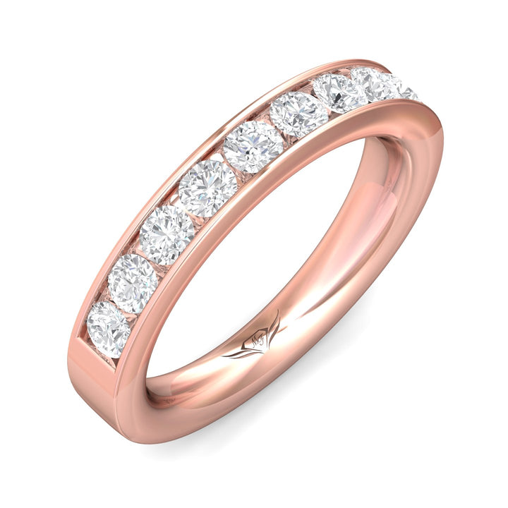 18K Gold Pink Channel/Shared Prong Wedding Band from the Channel/Shared Prong collection - DWBC1-1.00_18KP