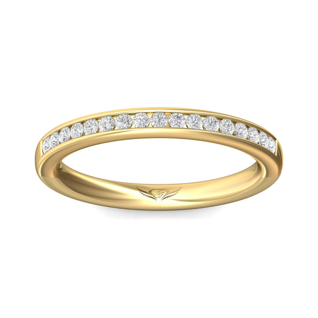 18K Gold Yellow Channel/Shared Prong Wedding Band from the Channel/Shared Prong collection - DWBC1-.25_18KY
