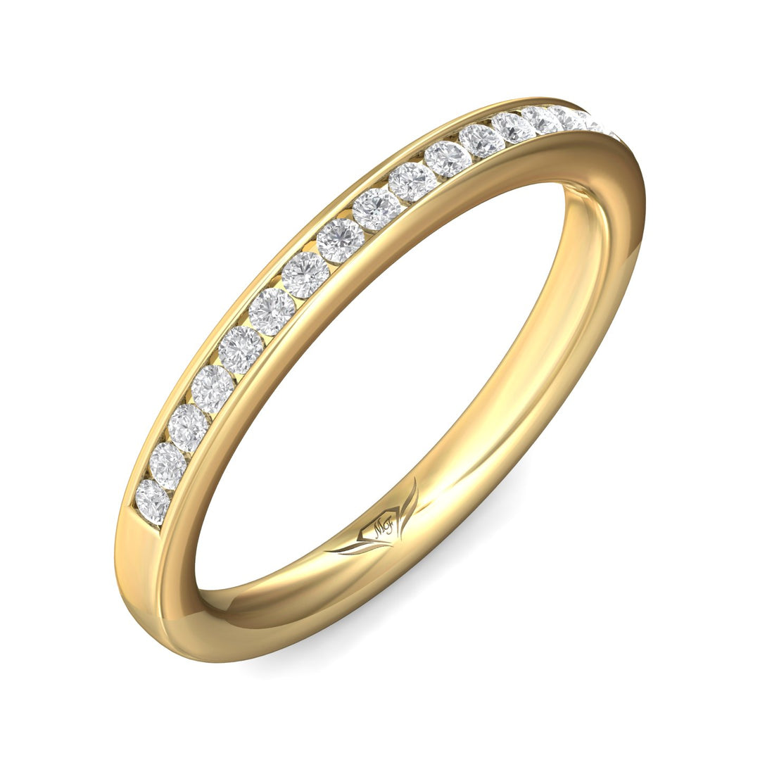 18K Gold Yellow Channel/Shared Prong Wedding Band from the Channel/Shared Prong collection - DWBC1-.25_18KY
