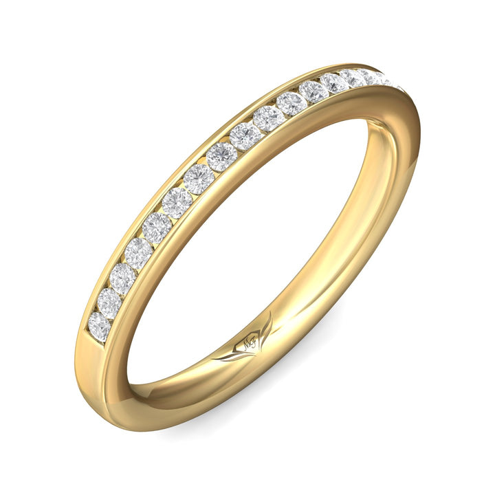 18K Gold Yellow Channel/Shared Prong Wedding Band from the Channel/Shared Prong collection - DWBC1-.25_18KY