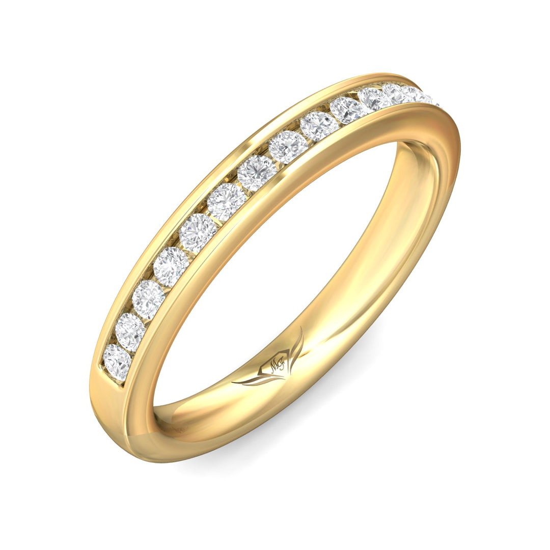 14K Gold Yellow Channel/Shared Prong Wedding Band from the Channel/Shared Prong collection - DWBC1-.35_14KY