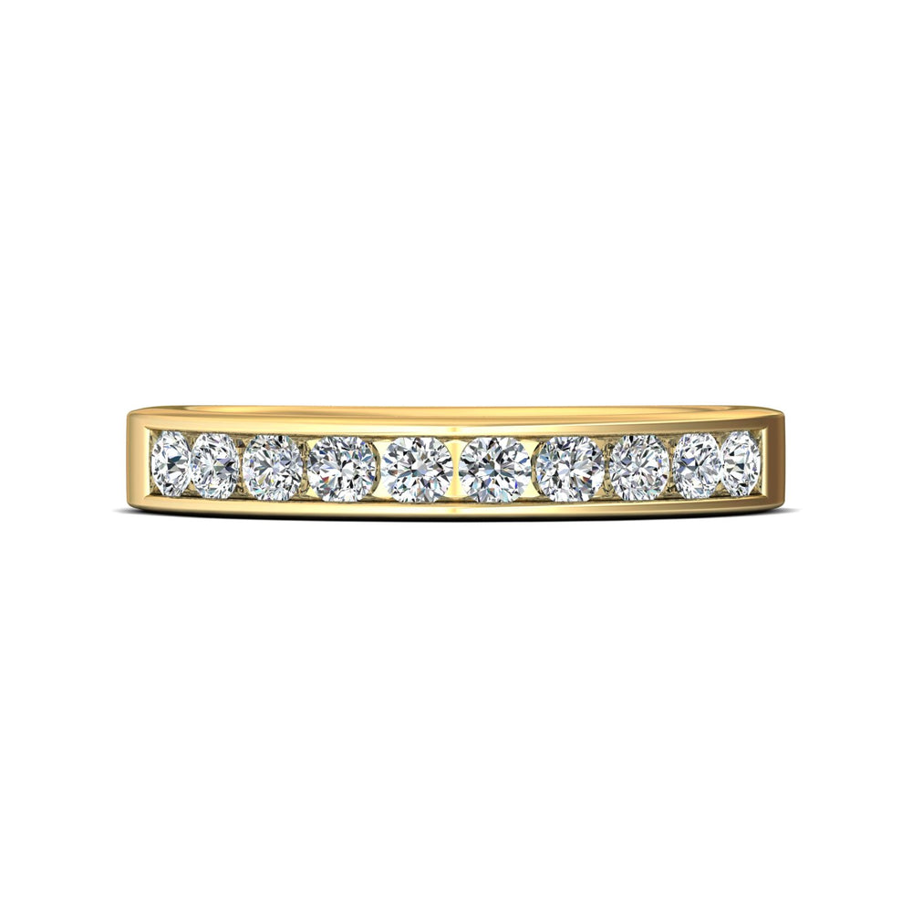 18K Gold Yellow Channel/Shared Prong Wedding Band from the Channel/Shared Prong collection - DWBC1-.75_18KY
