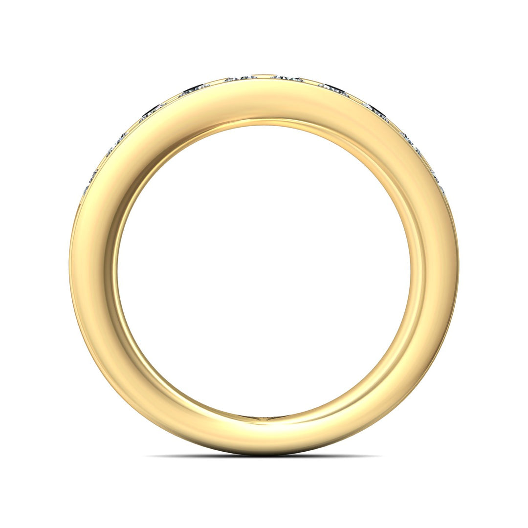 18K Gold Yellow Channel/Shared Prong Wedding Band from the Channel/Shared Prong collection - DWBC1-.75_18KY