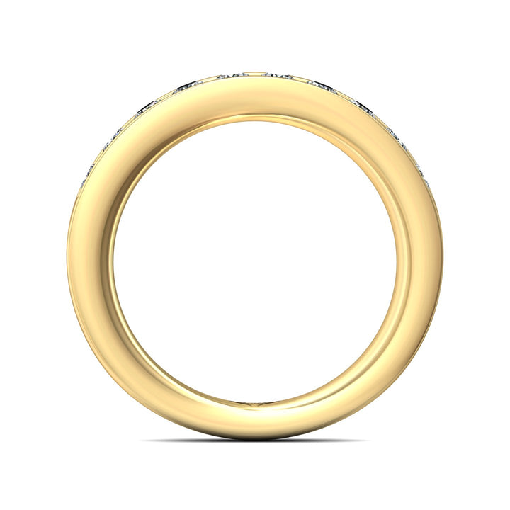 18K Gold Yellow Channel/Shared Prong Wedding Band from the Channel/Shared Prong collection - DWBC1-.75_18KY