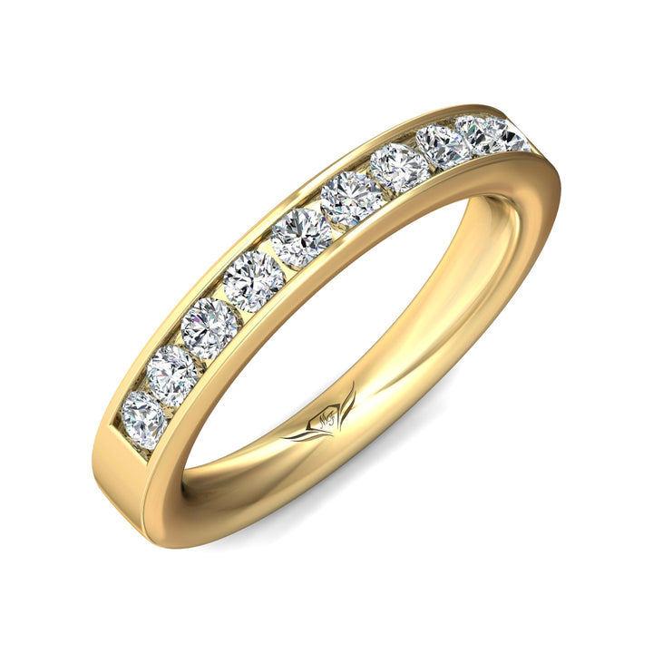 18K Gold Yellow Channel/Shared Prong Wedding Band from the Channel/Shared Prong collection - DWBC1-.75_18KY
