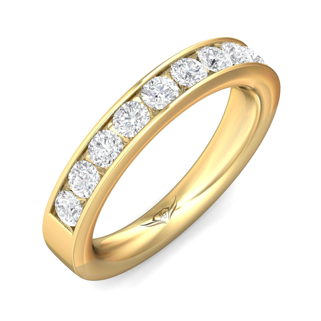 14K Gold Yellow Channel/Shared Prong Wedding Band from the Channel/Shared Prong collection - DWBC1-1.00_14KY