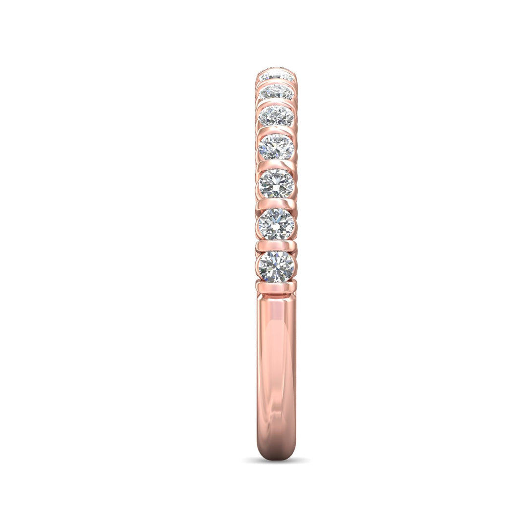 14K Gold Pink Channel/Shared Prong Wedding Band from the Channel/Shared Prong collection - DWBC8-.35_14KP
