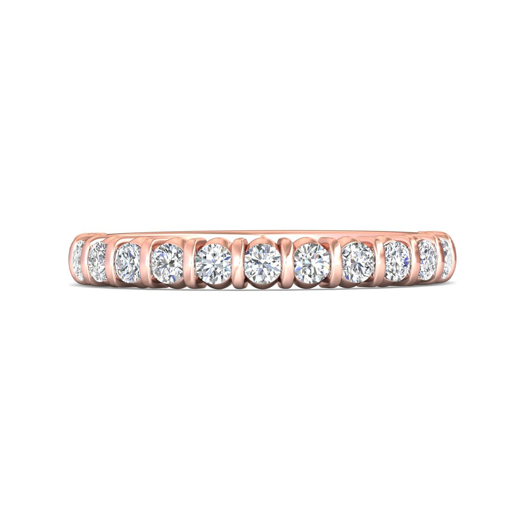 18K Gold Pink Channel/Shared Prong Wedding Band from the Channel/Shared Prong collection - DWBC8-.50_18KP