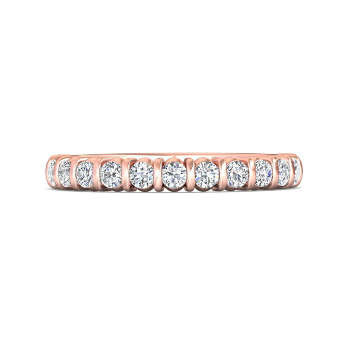 18K Gold Pink Channel/Shared Prong Wedding Band from the Channel/Shared Prong collection - DWBC8-.50_18KP