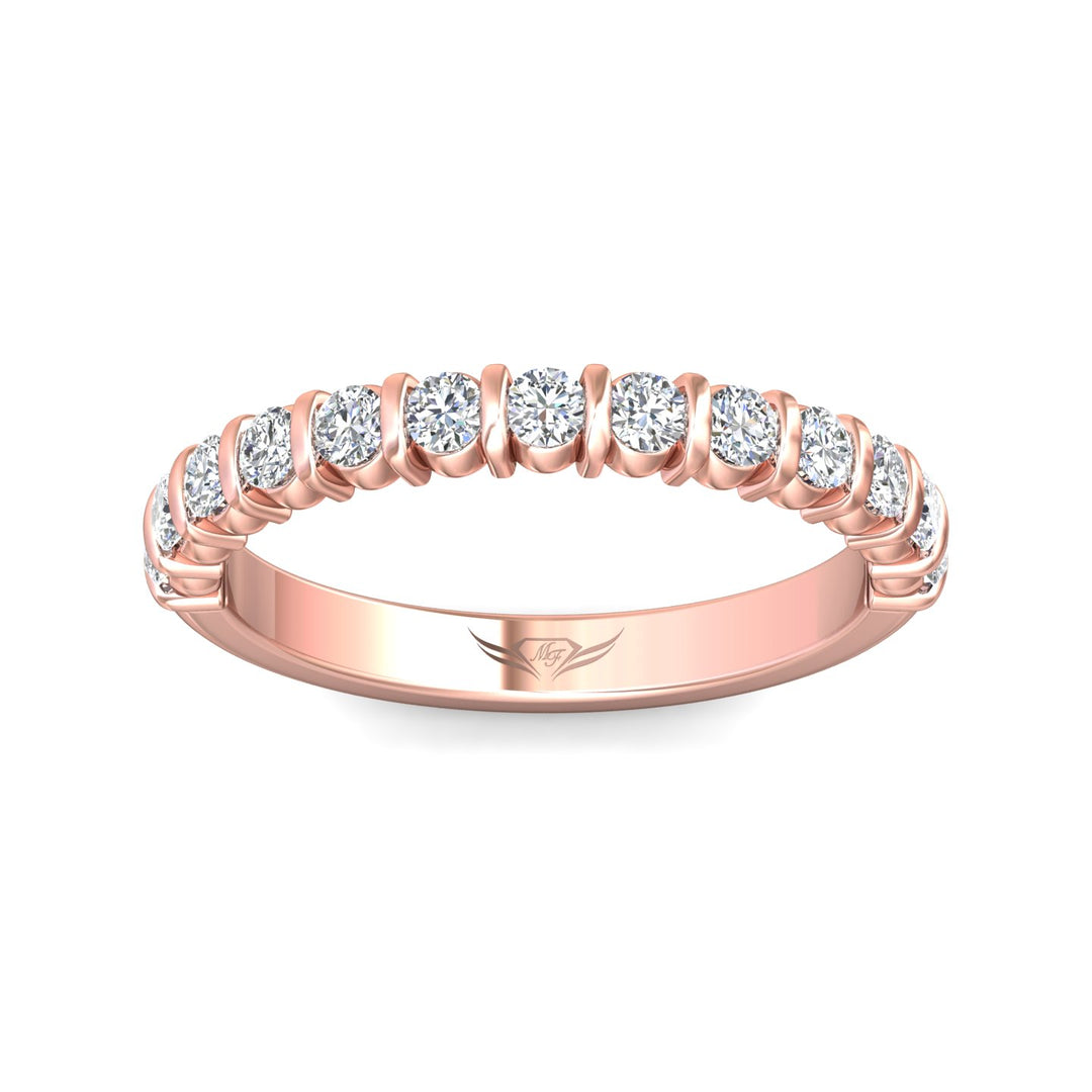 18K Gold Pink Channel/Shared Prong Wedding Band from the Channel/Shared Prong collection - DWBC8-.50_18KP