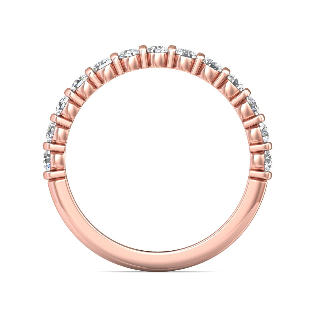 18K Gold Pink Channel/Shared Prong Wedding Band from the Channel/Shared Prong collection - DWBC8-.50_18KP