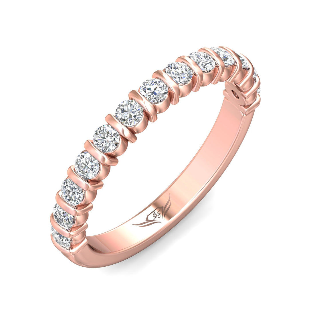 18K Gold Pink Channel/Shared Prong Wedding Band from the Channel/Shared Prong collection - DWBC8-.50_18KP