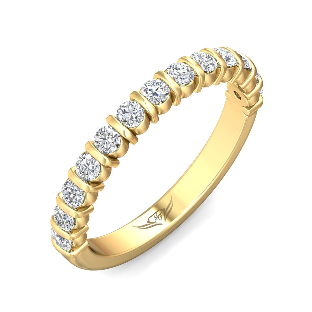 14K Gold Yellow Channel/Shared Prong Wedding Band from the Channel/Shared Prong collection - DWBC8-.50_14KY