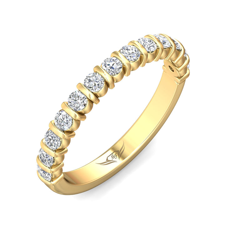 14K Gold Yellow Channel/Shared Prong Wedding Band from the Channel/Shared Prong collection - DWBC8-.50_14KY