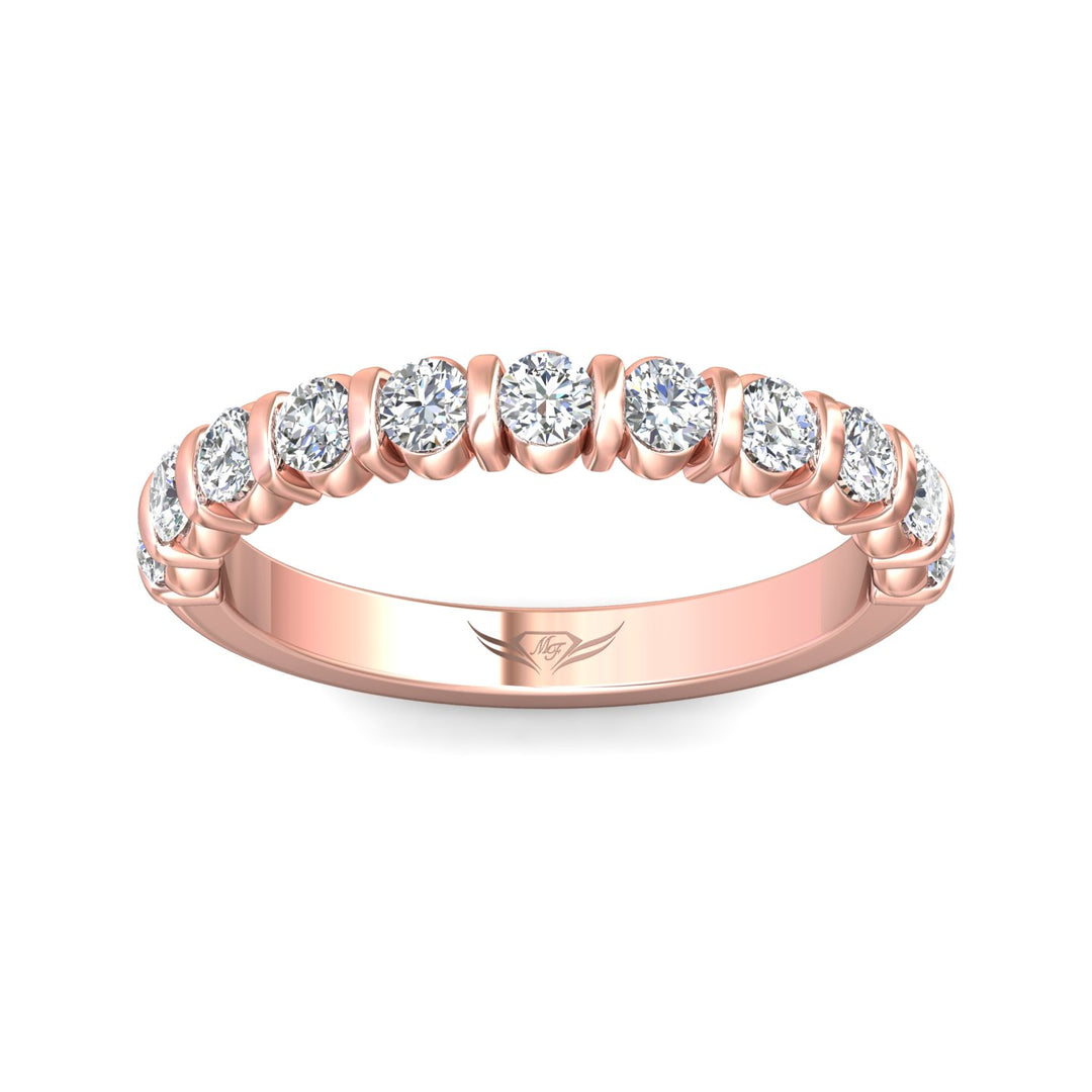 18K Gold Pink Channel/Shared Prong Wedding Band from the Channel/Shared Prong collection - DWBC8-.75_18KP