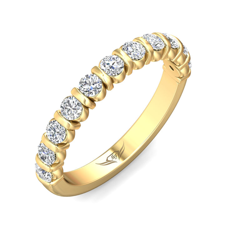 14K Gold Yellow Channel/Shared Prong Wedding Band from the Channel/Shared Prong collection - DWBC8-.75_14KY