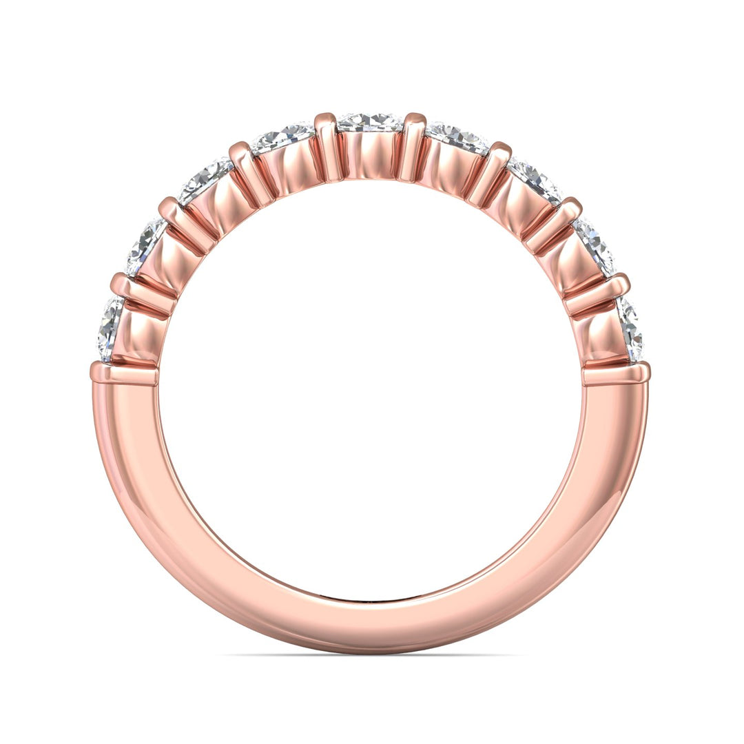 14K Gold Pink Channel/Shared Prong Wedding Band from the Channel/Shared Prong collection - DWBC8-1.00_14KP