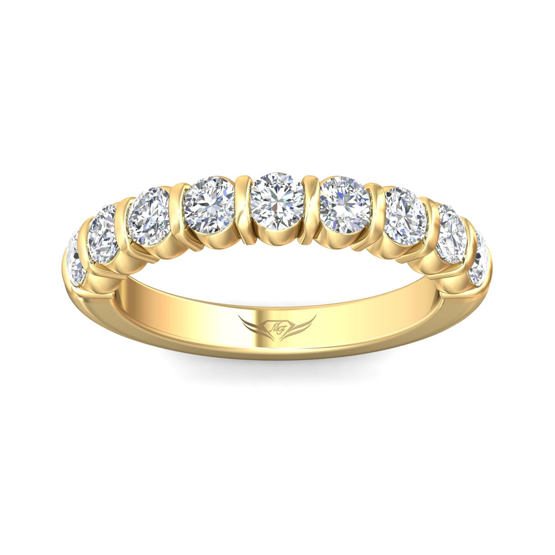 14K Gold Yellow Channel/Shared Prong Wedding Band from the Channel/Shared Prong collection - DWBC8-1.00_14KY