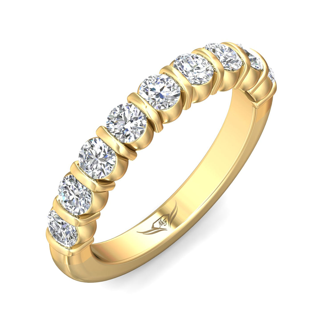 14K Gold Yellow Channel/Shared Prong Wedding Band from the Channel/Shared Prong collection - DWBC8-1.00_14KY