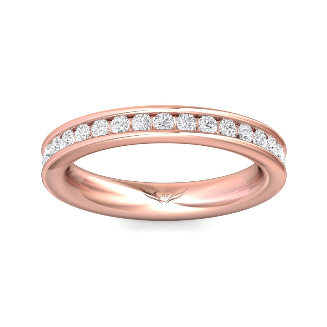 14K Gold Pink Channel/Shared Prong Wedding Band from the Channel/Shared Prong collection - DWBFC1-1.00_14KP