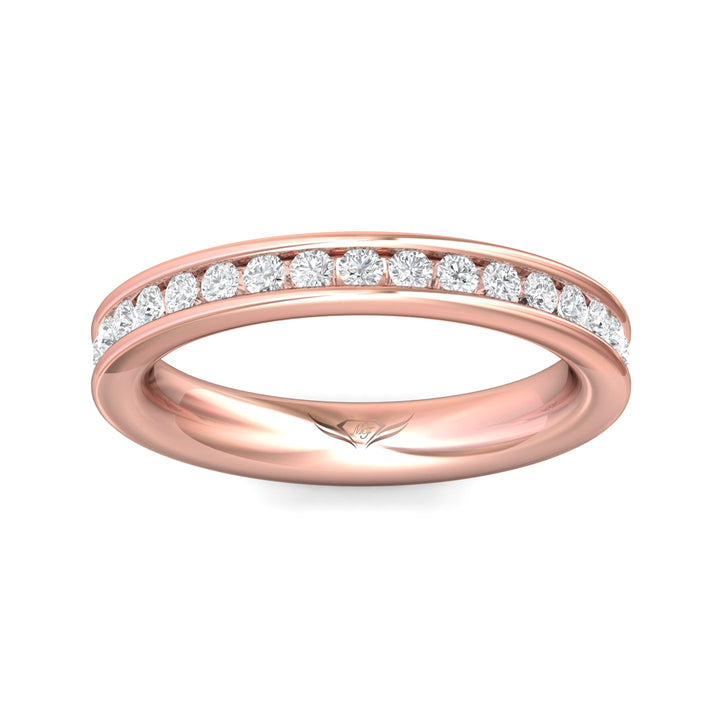 14K Gold Pink Channel/Shared Prong Wedding Band from the Channel/Shared Prong collection - DWBFC1-1.00_14KP