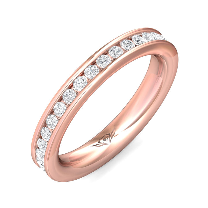 14K Gold Pink Channel/Shared Prong Wedding Band from the Channel/Shared Prong collection - DWBFC1-1.00_14KP