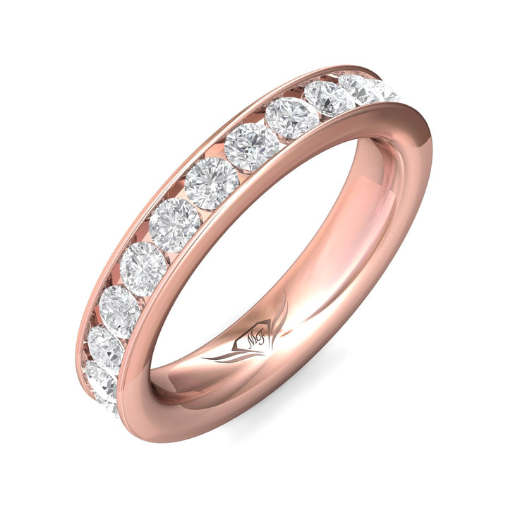 14K Gold Pink Channel/Shared Prong Wedding Band from the Channel/Shared Prong collection - DWBFC1-1.75_14KP