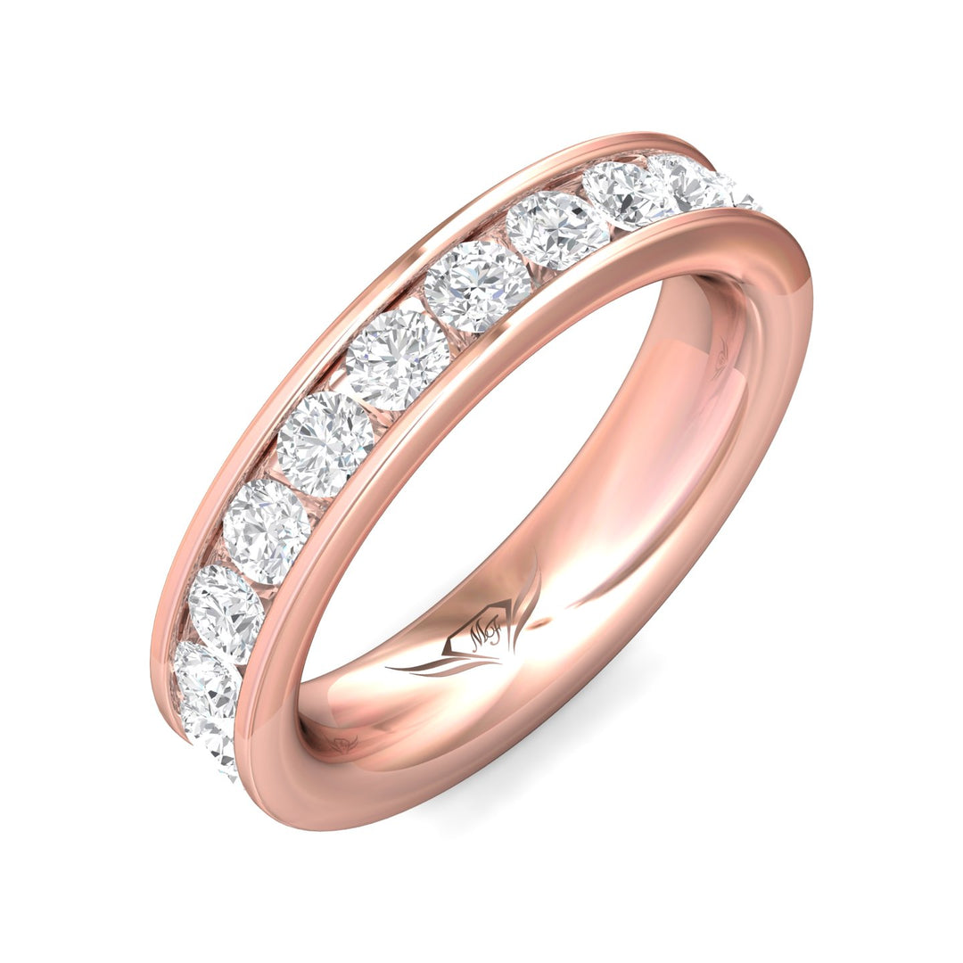 14K Gold Pink Channel/Shared Prong Wedding Band from the Channel/Shared Prong collection - DWBFC1-2.50_14KP