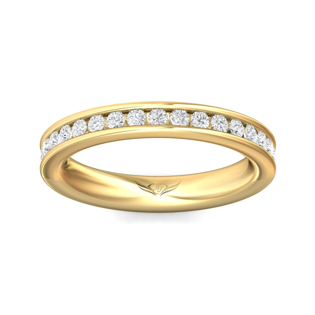 18K Gold Yellow Channel/Shared Prong Wedding Band from the Channel/Shared Prong collection - DWBFC1-1.00_18KY