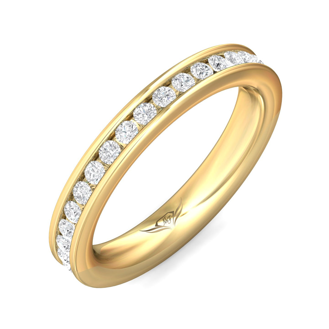 18K Gold Yellow Channel/Shared Prong Wedding Band from the Channel/Shared Prong collection - DWBFC1-1.00_18KY