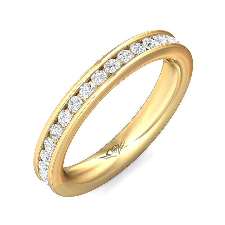 18K Gold Yellow Channel/Shared Prong Wedding Band from the Channel/Shared Prong collection - DWBFC1-1.00_18KY