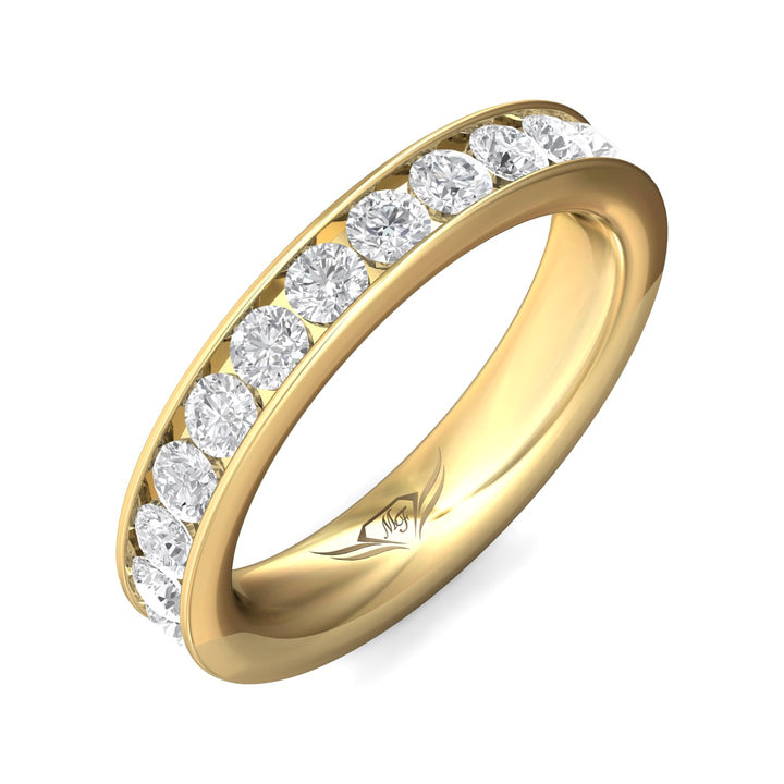 14K Gold Yellow Channel/Shared Prong Wedding Band from the Channel/Shared Prong collection - DWBFC1-1.75_14KY