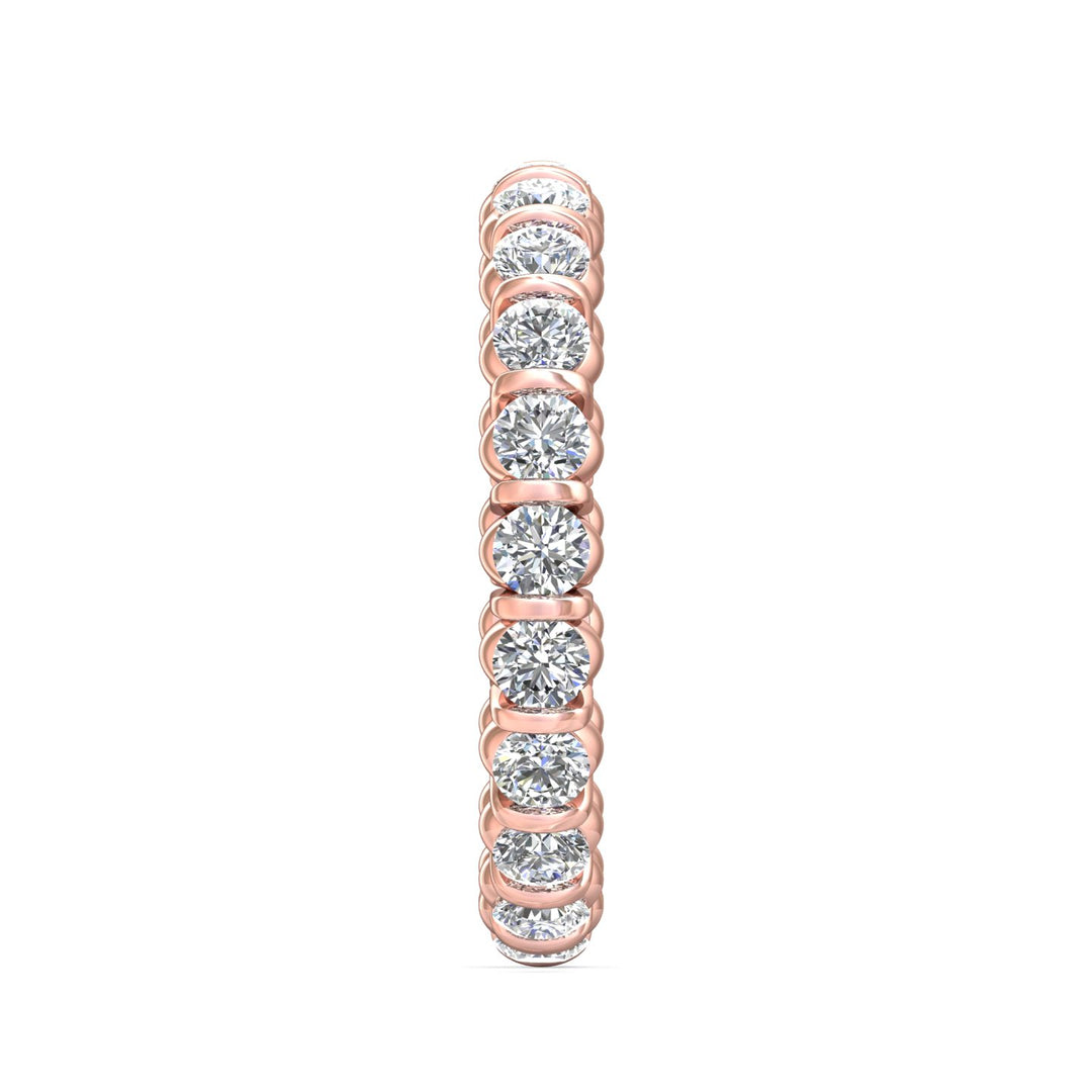 14K Gold Pink Channel/Shared Prong Wedding Band from the Channel/Shared Prong collection - DWBFC8-1.50_14KP