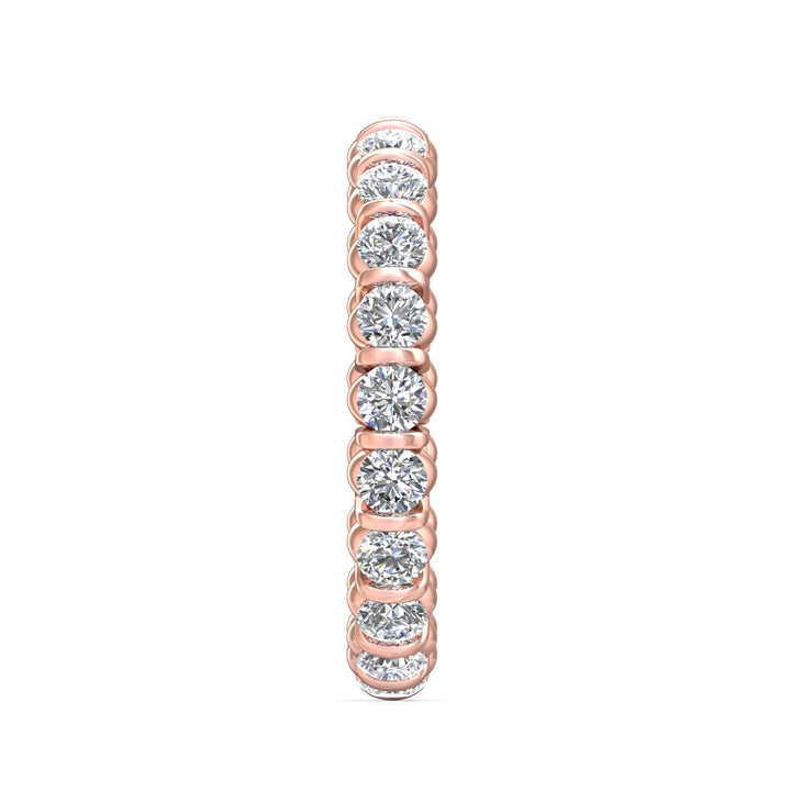 14K Gold Pink Channel/Shared Prong Wedding Band from the Channel/Shared Prong collection - DWBFC8-1.50_14KP