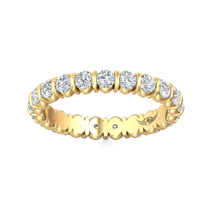 14K Gold Yellow Channel/Shared Prong Wedding Band from the Channel/Shared Prong collection - DWBFC8-1.50_14KY