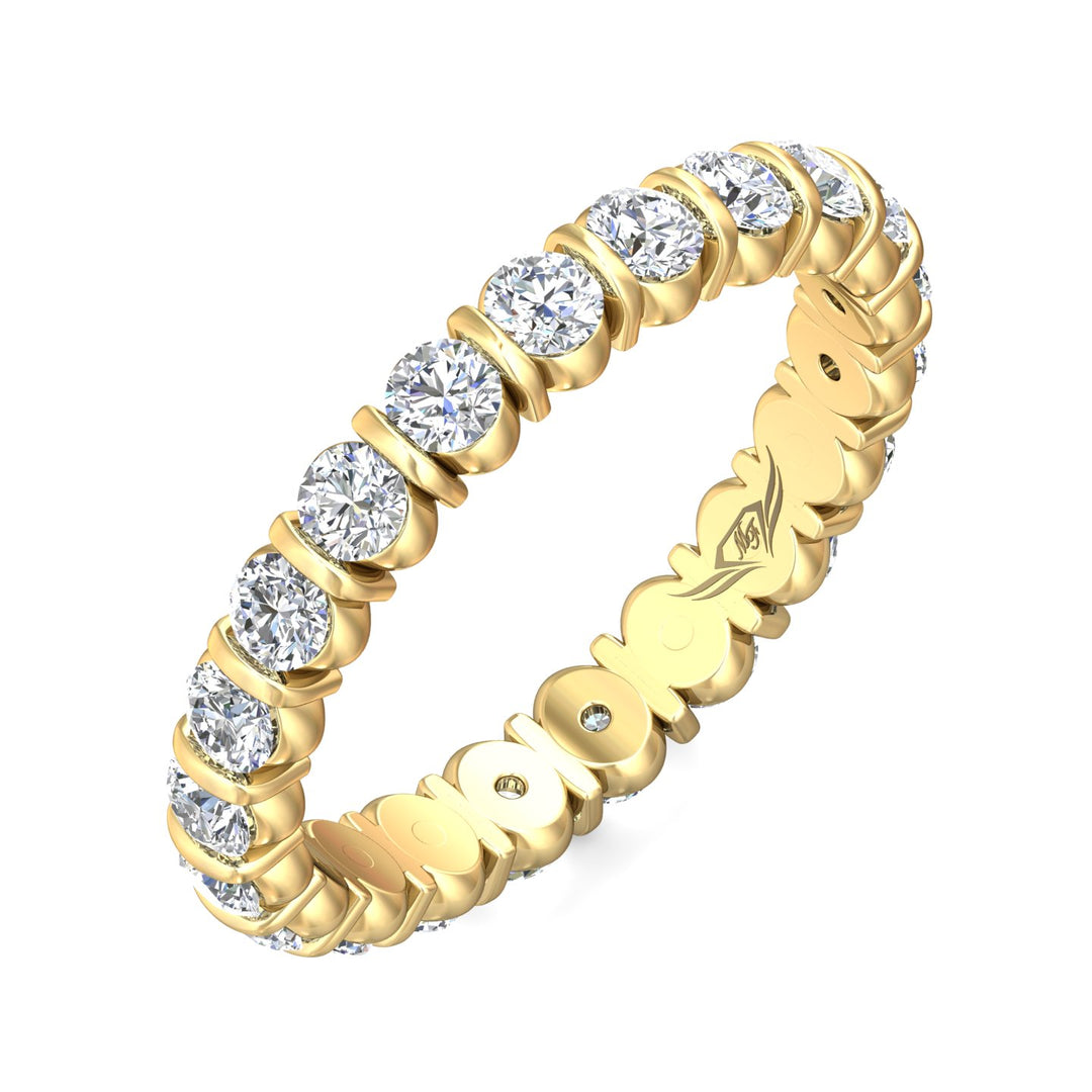 14K Gold Yellow Channel/Shared Prong Wedding Band from the Channel/Shared Prong collection - DWBFC8-1.50_14KY
