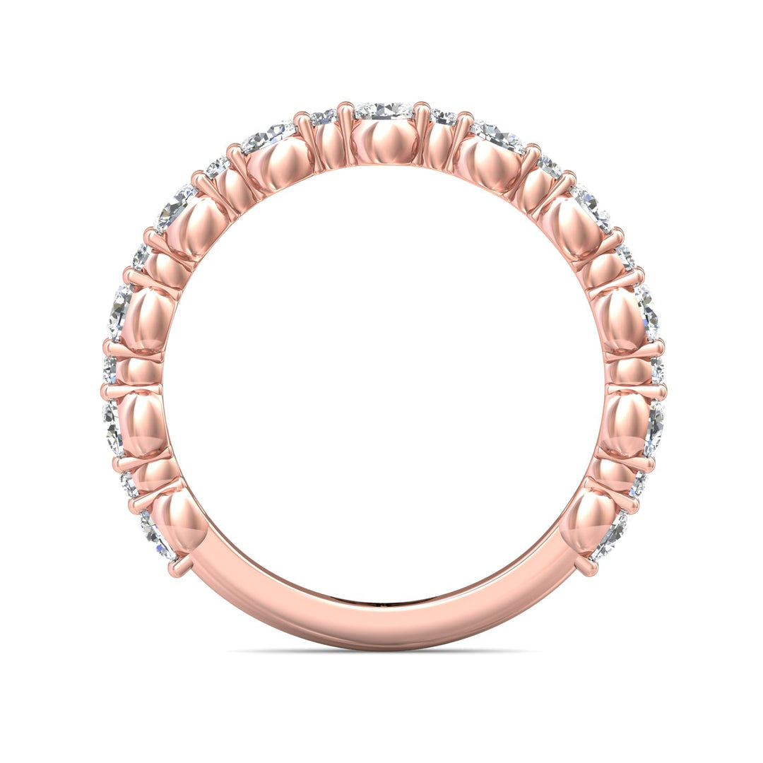 14K Gold Pink Channel/Shared Prong Wedding Band from the Channel/Shared Prong collection - DWBSP12-1_14KP