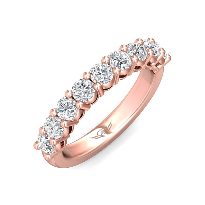 14K Gold Pink Channel/Shared Prong Wedding Band from the Channel/Shared Prong collection - DWBSP12L_14KP