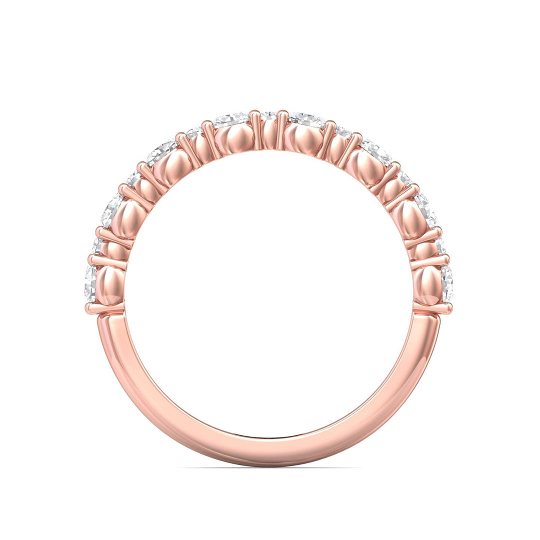 14K Gold Pink Channel/Shared Prong Wedding Band from the Channel/Shared Prong collection - DWBSP12_14KP