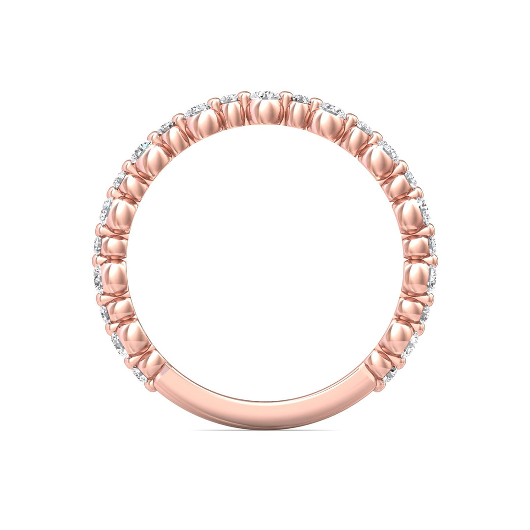 14K Gold Pink Channel/Shared Prong Wedding Band from the Channel/Shared Prong collection - DWBSP14XS_14KP