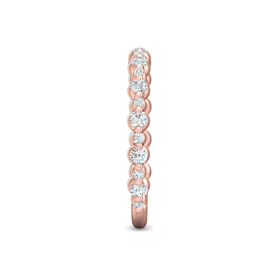 14K Gold Pink Channel/Shared Prong Wedding Band from the Channel/Shared Prong collection - DWBSP14XS_14KP
