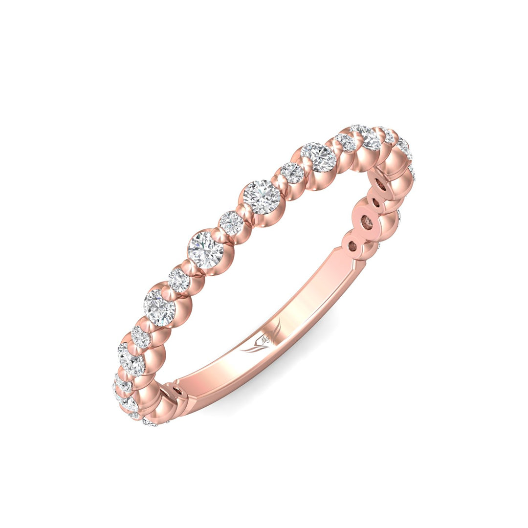 14K Gold Pink Channel/Shared Prong Wedding Band from the Channel/Shared Prong collection - DWBSP14XS_14KP
