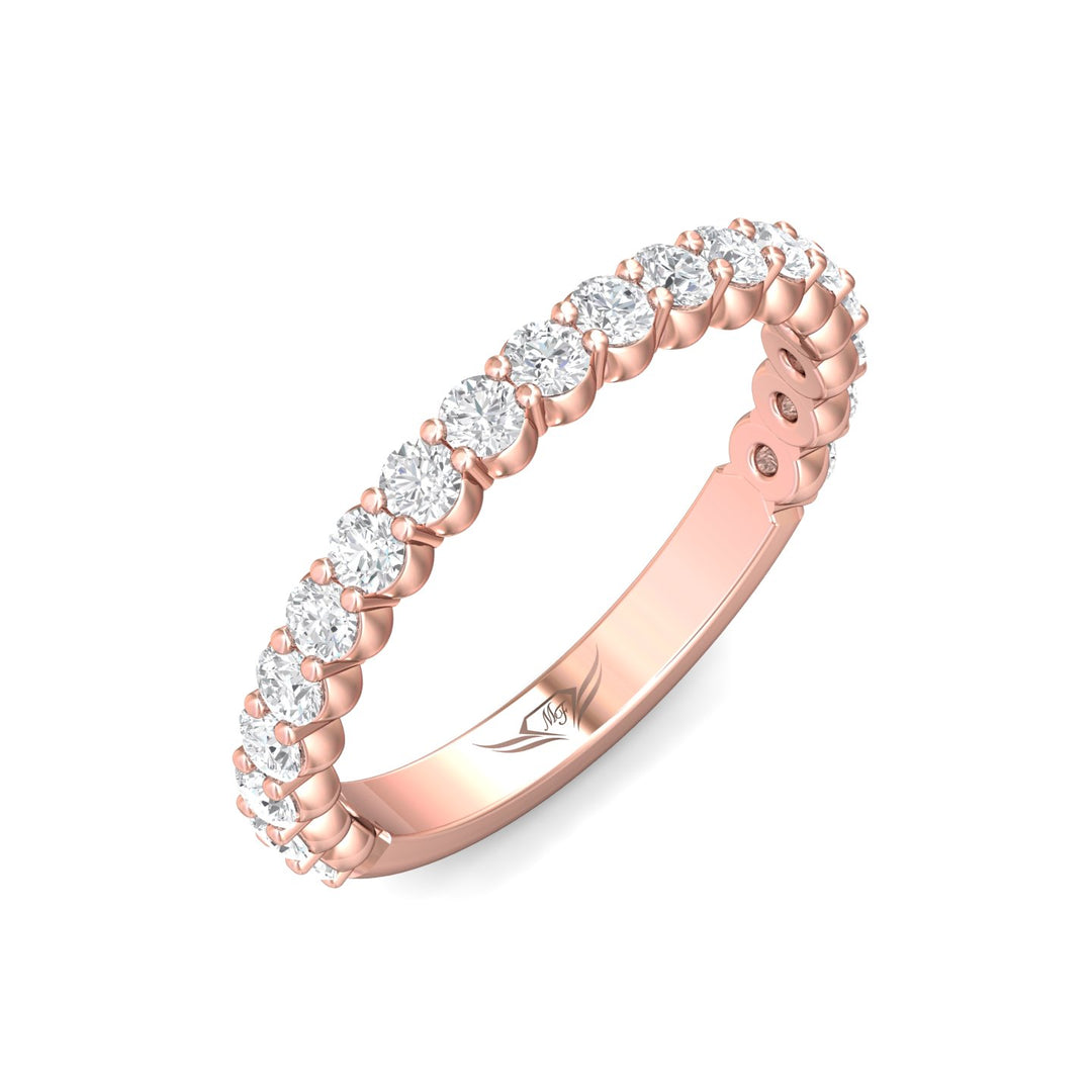 14K Gold Pink Channel/Shared Prong Wedding Band from the Channel/Shared Prong collection - DWBSP3-.50-1_14KP